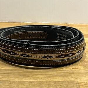 NOCONA Black & Brown Leather Fabric Insert Belt N2475701 Size 42